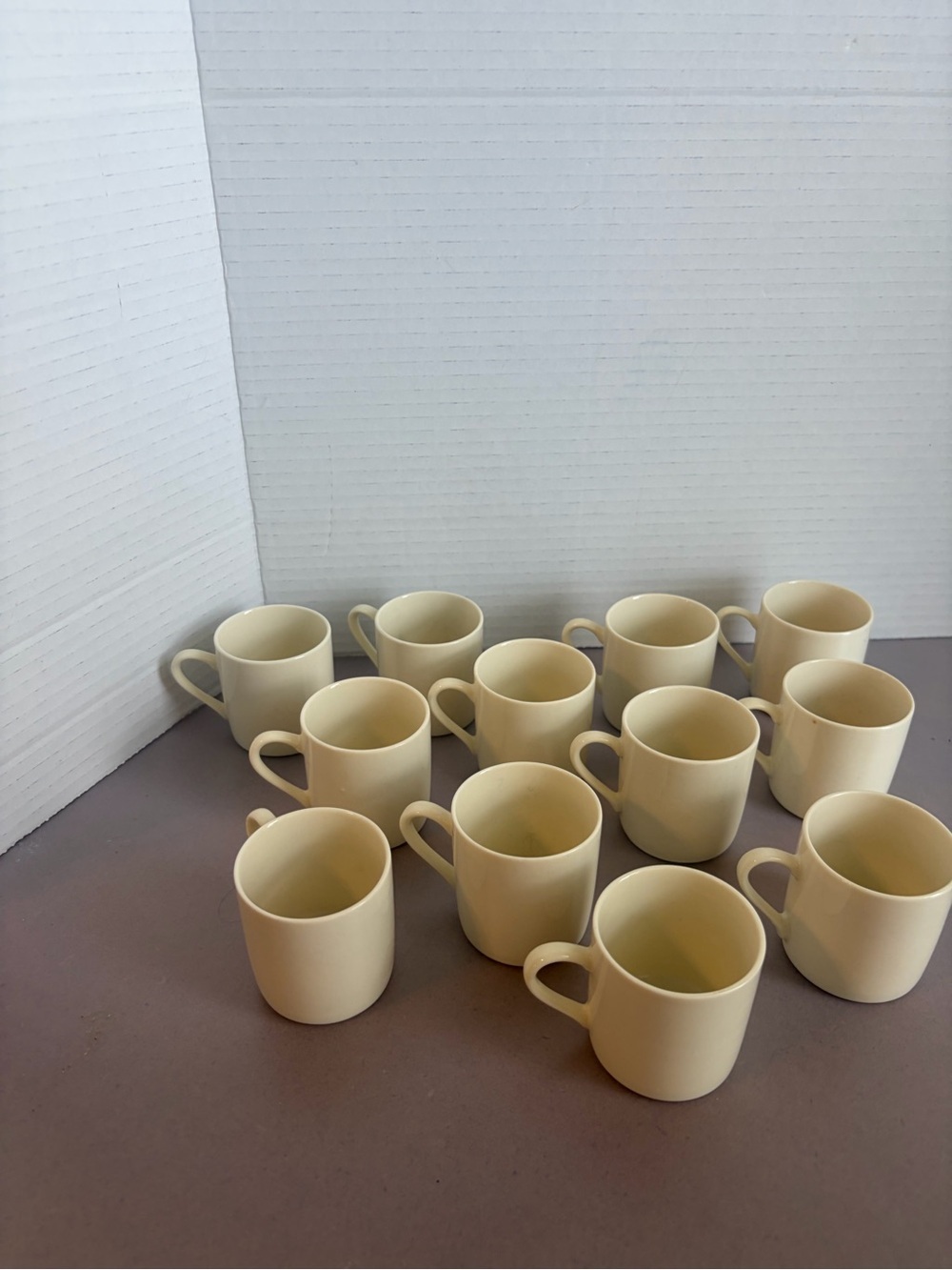 Vintage Toscany Set of 12 Cream Ceramic Coffee Mugs with Comfortable Handles